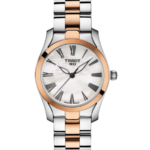 Tissot T-Wave Damklocka Quartz 30 mm – Vit Pärlemorurtavla med Tvåfärgad Boett och Länk