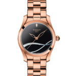 Tissot T-Wave Damklocka Quartz 30 mm – Svart Urtavla med Roséguldfärgad Boett och Länk