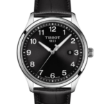 Tissot Gent XL Classic Herrklocka Quartz 42 mm – Svart Urtavla med Svart Läderarmband och Silverfärgad Boett