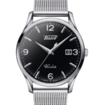 Tissot Heritage Visodate Herrklocka Quartz 40 mm – Svart Urtavla med Silverfärgad Boett och Meshlänk