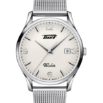 Tissot Heritage Visodate Herrklocka Quartz 40 mm – Silver Opalin Urtavla med Silverfärgad Boett och Meshlänk