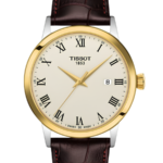 Tissot Classic Dream Herrklocka Quartz 42 mm – Ivory Urtavla med Bicolor Boett och Brun Läderrem