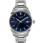 Tissot PR 100 Damklocka Quartz 34 mm – Blå Urtavla med Diamantindex och Stållänk