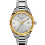 Tissot PR 100 Damklocka Quartz 34 mm – Silver Urtavla med Guldfärgad Accenter och Stållänk