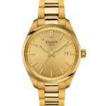 Tissot PR 100 Damklocka Quartz 34 mm – Champagne Urtavla med Guldfärgad PVD och Stållänk
