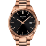 Tissot PR 100 Herrklocka Quartz 40 mm – Svart Sunray Urtavla med Roséguld PVD & Stållänk