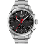 Tissot PR 100 Chronograph Herrklocka Quartz 40 mm – Svart Urtavla med Stållänk