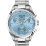 Tissot PR 100 Chronograph Herrklocka Quartz 40 mm – Isblå Sunray Urtavla med Stållänk