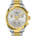 Tissot PR 100 Chronograph Herrklocka Quartz 40 mm – Silverfärgad Urtavla med Tvåfärgad Stållänk