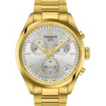 Tissot PR 100 Chronograph Herrklocka Quartz 40 mm – Silverfärgad Urtavla med Guldfärgad PVD Stållänk