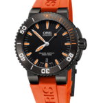 Oris Aquis Date Automatisk Herrklocka 43 mm – Svart Urtavla med Orange Gummiband