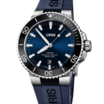 Oris Aquis Date Automatisk Herrklocka 43.5 mm – Blå Urtavla med Blått Gummiband