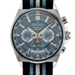 Seiko Chronograph Herrklocka Quartz 41 mm – Blå Urtavla med Nylonarmband